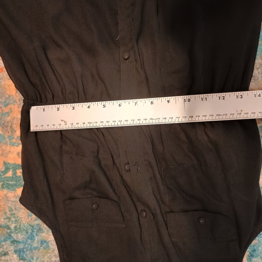 Fun and Flirt Black Sleeveless Sheer Button Down Hi-low Dress Size Medium - Picture 10 of 11